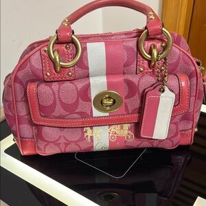 Coach Pink and White Satchel Bag